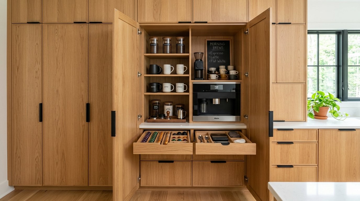 Kitchen Remodels & Renovations 4 Modern natural wood kitchen cabinets with built-in pantry organization.