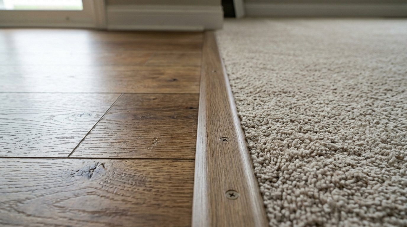 Flooring Installation 3 Close-up of LVP wood-look flooring with professional installation details.
